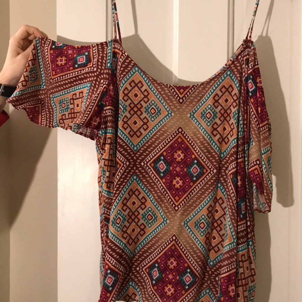 Tribal cold shoulder top